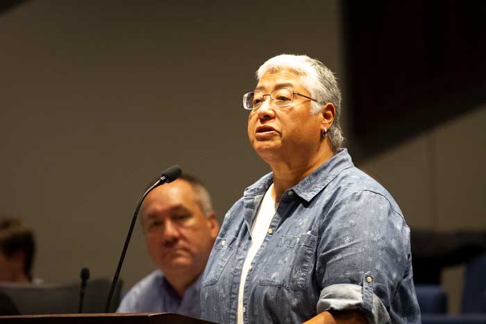 Rep. Susan Ruiz, front center, says women know the Kansas Supreme Court recognized the right to bodily autonomy and the Legislature is trying to take it away. (Sherman Smith/Kansas Reflector)