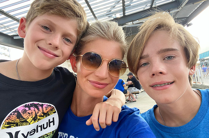 Another Broken Egg Prairie Village owner Britney Valas with two of her sons. 