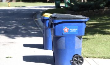 Trash bins on a Shawnee street.